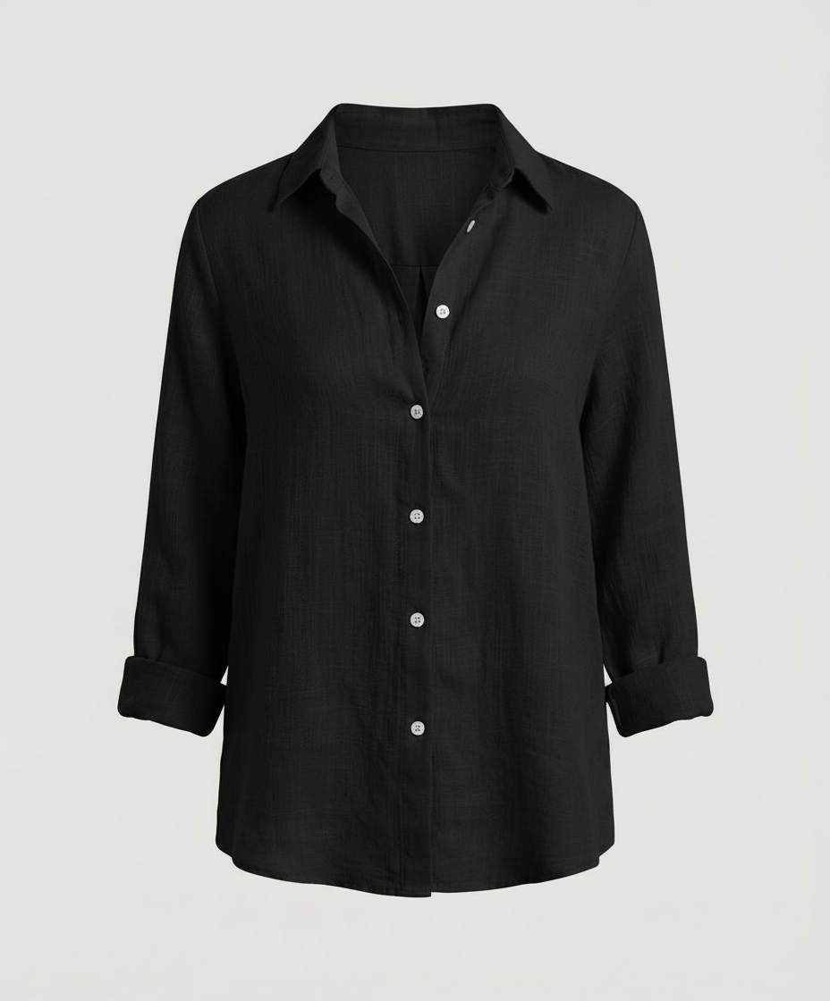 Classic Linen Shirt with Collar and Rolled Cuffs