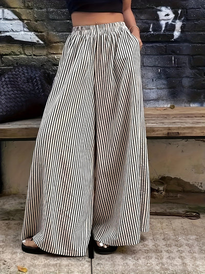 Elvira | Gestreepte Vide Broek met Elastische Taille
