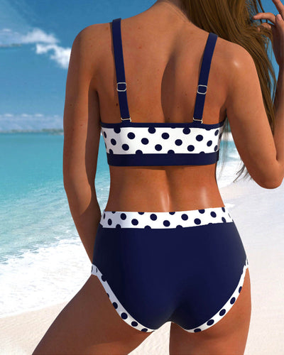 Lisbet | Patchwork bikini med høy midje og prikker