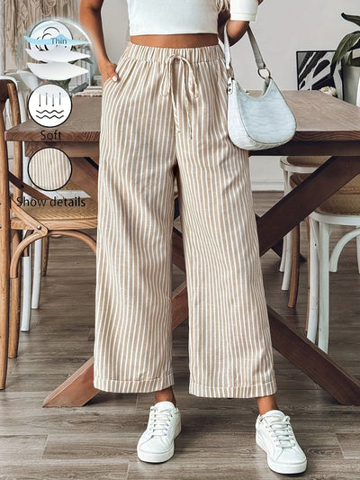 Frida | Striped Wide Leg Pants with Drawstring