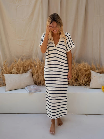 Malin | Striped V-neck Maxi Dress