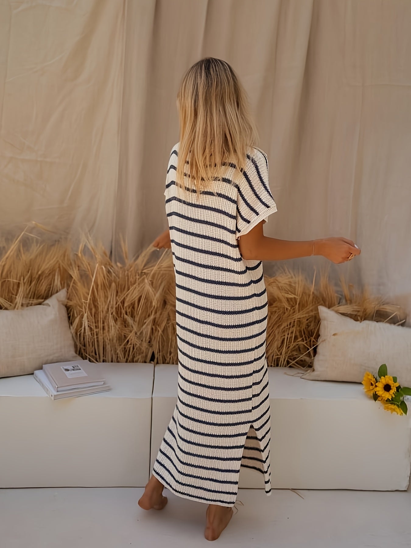 Malin | Striped V-neck Maxi Dress