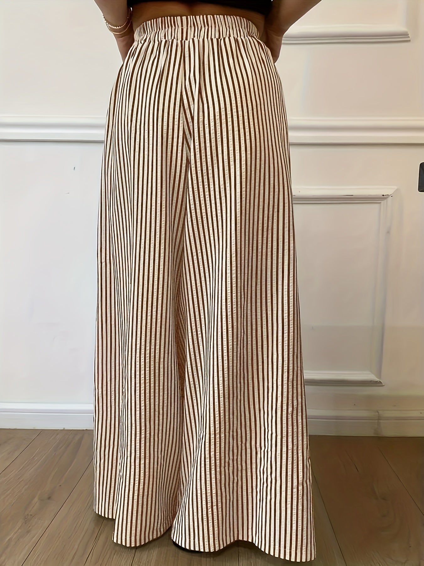 Elvira | Gestreepte Vide Broek met Elastische Taille