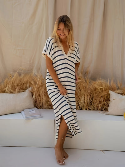 Malin | Striped V-neck Maxi Dress