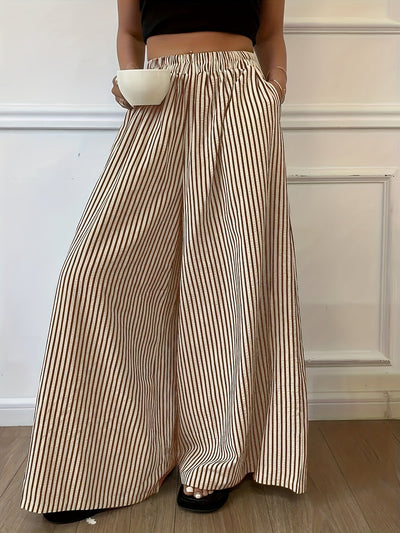 Elvira | Gestreepte Vide Broek met Elastische Taille