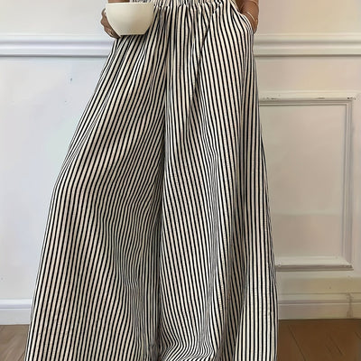 Elvira | Gestreepte Vide Broek met Elastische Taille