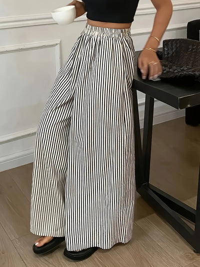 Elvira | Gestreepte Vide Broek met Elastische Taille