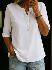 Casual Half Sleeve Henley T-Shirt with Button Neckline
