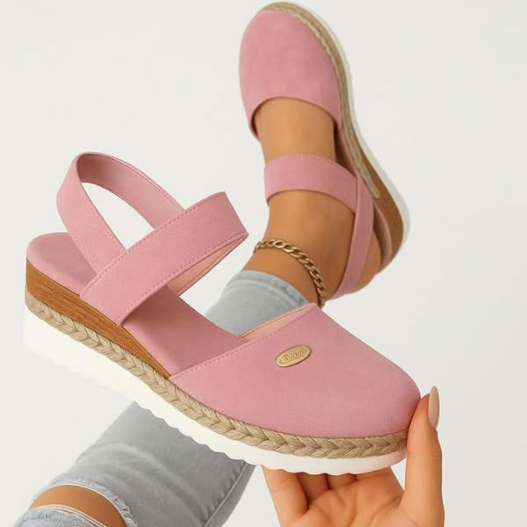 Casual Platform Wedge Sandals with Espadrille Sole and Elastic Strap