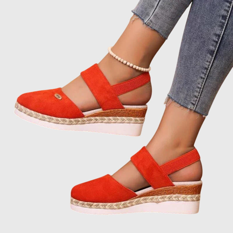 Casual Platform Wedge Sandals with Espadrille Sole and Elastic Strap