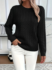 Chunky Cable Knit Sweater with Crew Neck