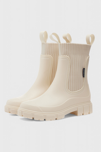 Chunky Chelsea Rain Boots with Knit Collar and Lug Sole