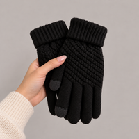 Chunky Knit Touchscreen Winter Gloves with Fleece Lining