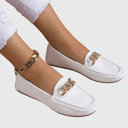 Classic Chain Detail Loafers with Round Toe