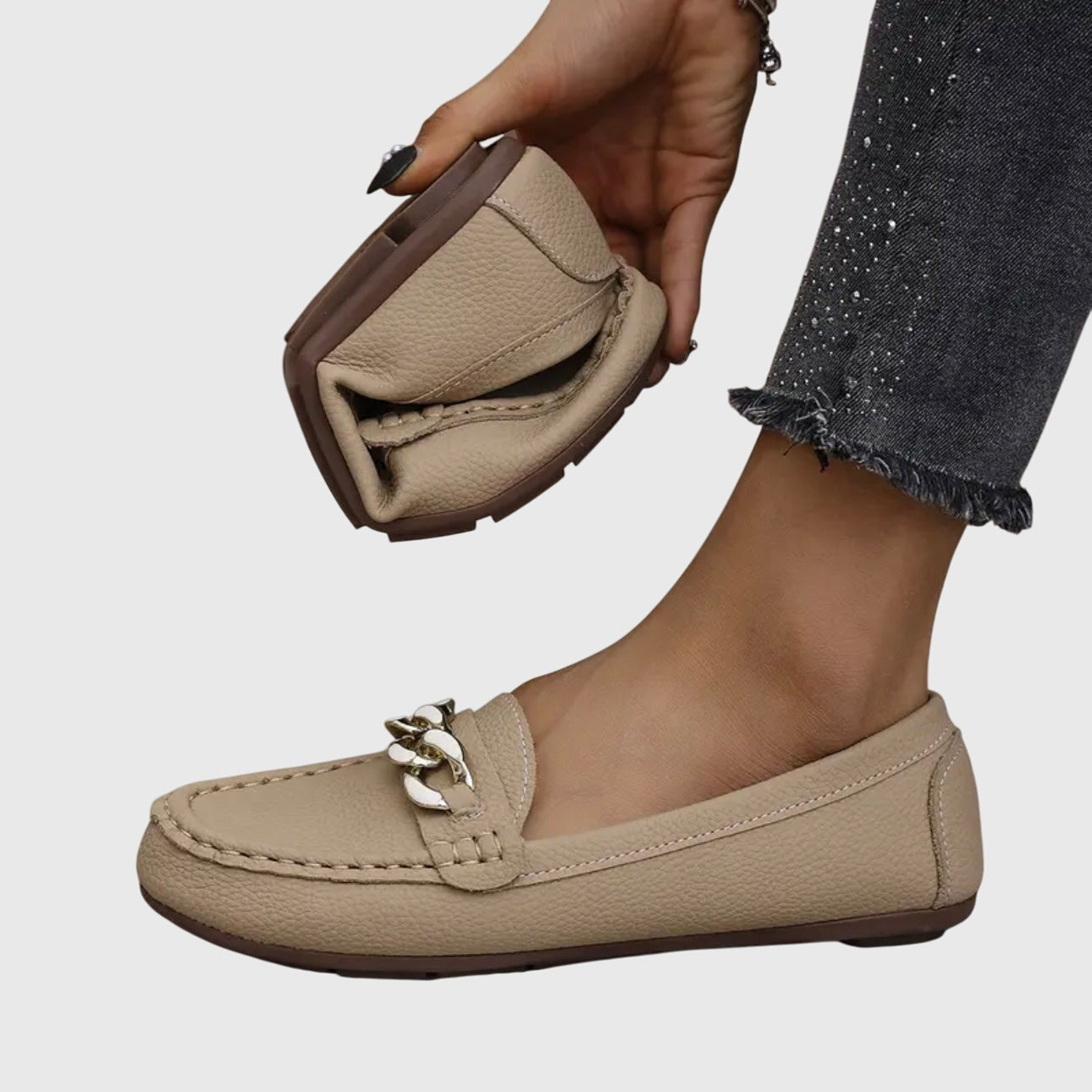 Classic Chain Detail Loafers with Round Toe