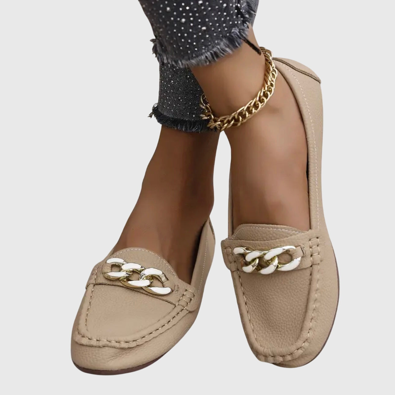 Classic Chain Detail Loafers with Round Toe