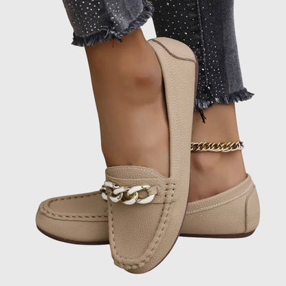 Classic Chain Detail Loafers with Round Toe