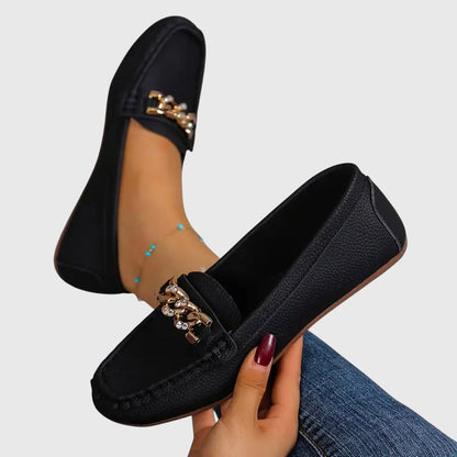 Classic Chain Detail Loafers with Round Toe