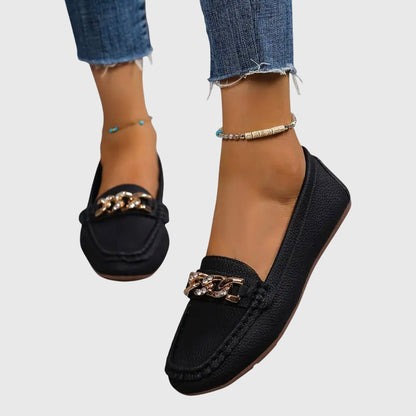 Classic Chain Detail Loafers with Round Toe