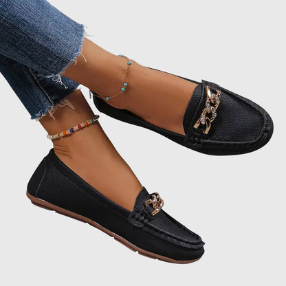 Classic Chain Detail Loafers with Round Toe