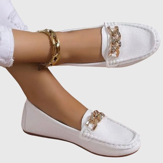 Classic Chain Detail Loafers with Round Toe