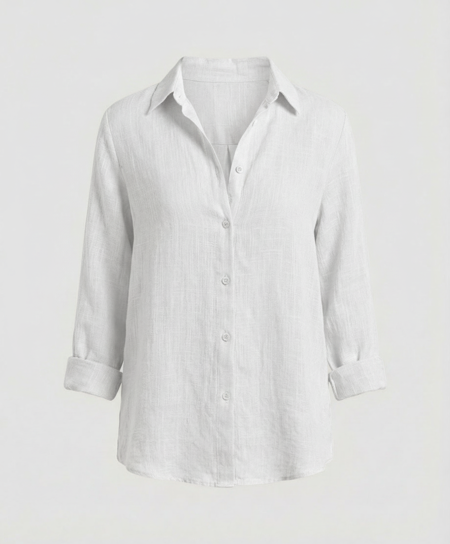 Classic Linen Shirt with Collar and Rolled Cuffs