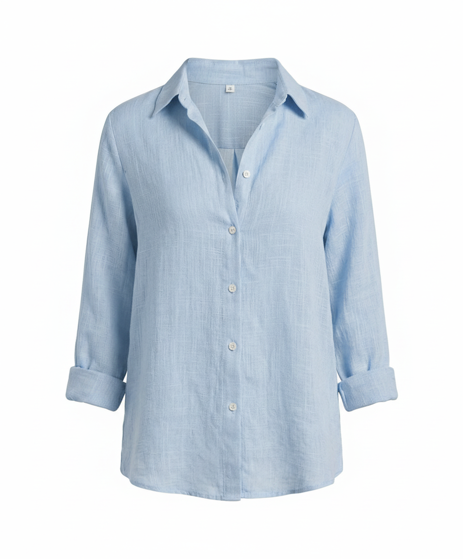 Classic Linen Shirt with Collar and Rolled Cuffs