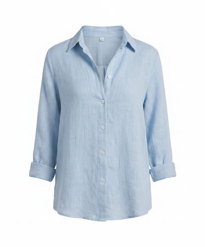 Classic Linen Shirt with Collar and Rolled Cuffs