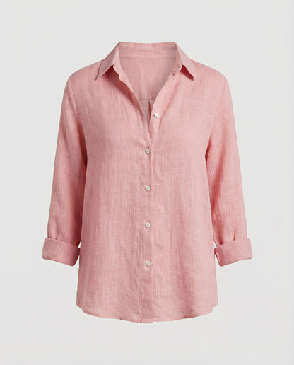 Classic Linen Shirt with Collar and Rolled Cuffs