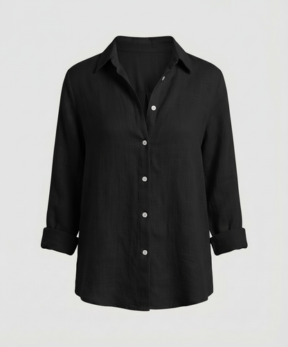 Classic Linen Shirt with Collar and Rolled Cuffs