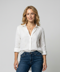 Classic Linen Shirt with Collar and Rolled Cuffs