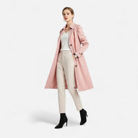 Classic Women's Trench Coat with Lapel Collar and Button Front