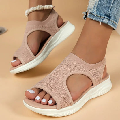 Comfortable Knit Sandals with Open Toe and Platform Sole