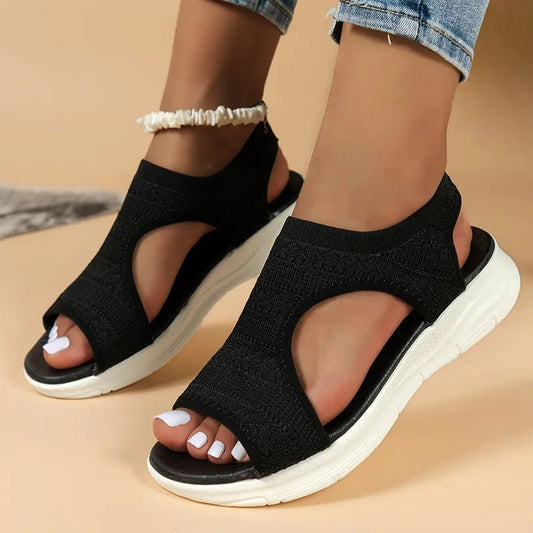 Comfortable Knit Sandals with Open Toe and Platform Sole