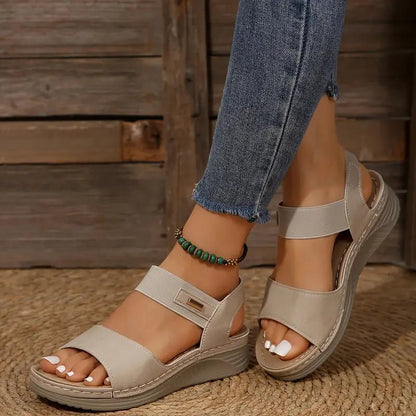 Comfortable Platform Wedge Sandals with Elastic Ankle Strap