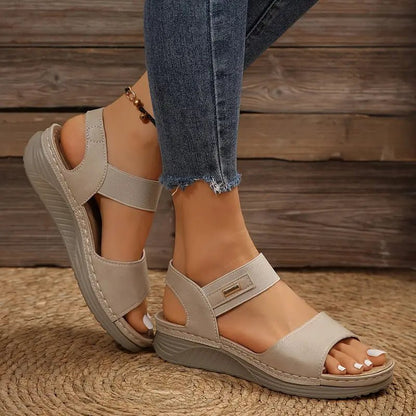 Comfortable Platform Wedge Sandals with Elastic Ankle Strap