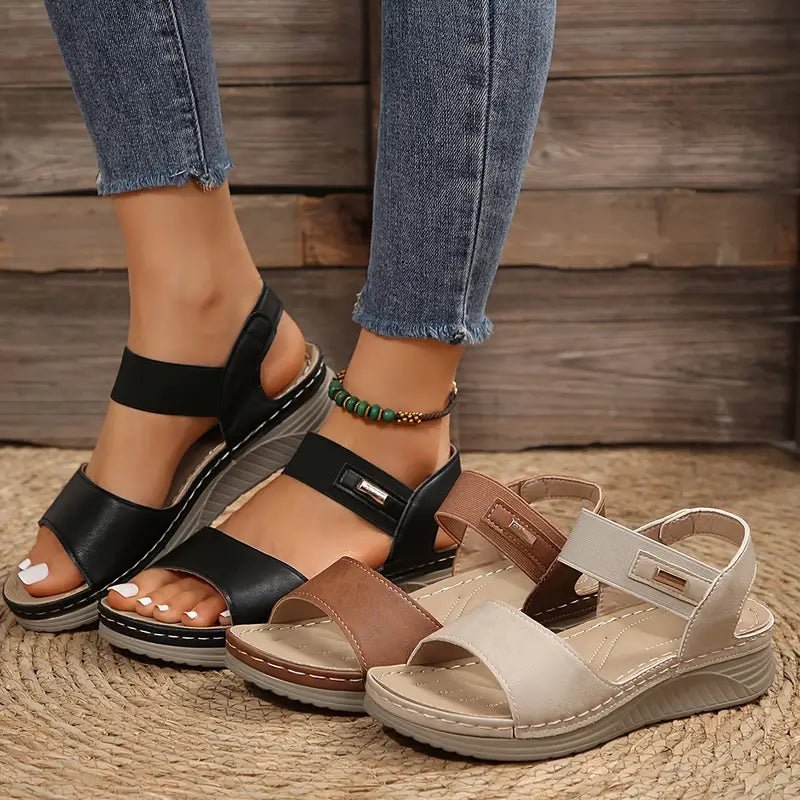 Comfortable Platform Wedge Sandals with Elastic Ankle Strap