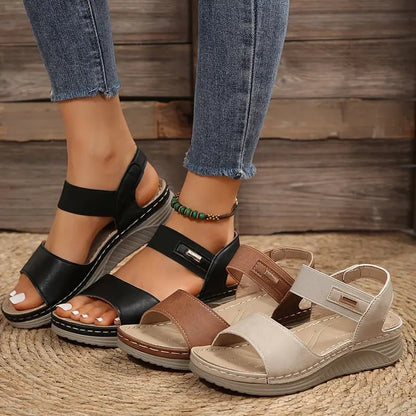 Comfortable Platform Wedge Sandals with Elastic Ankle Strap