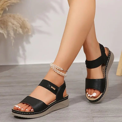 Comfortable Platform Wedge Sandals with Elastic Ankle Strap