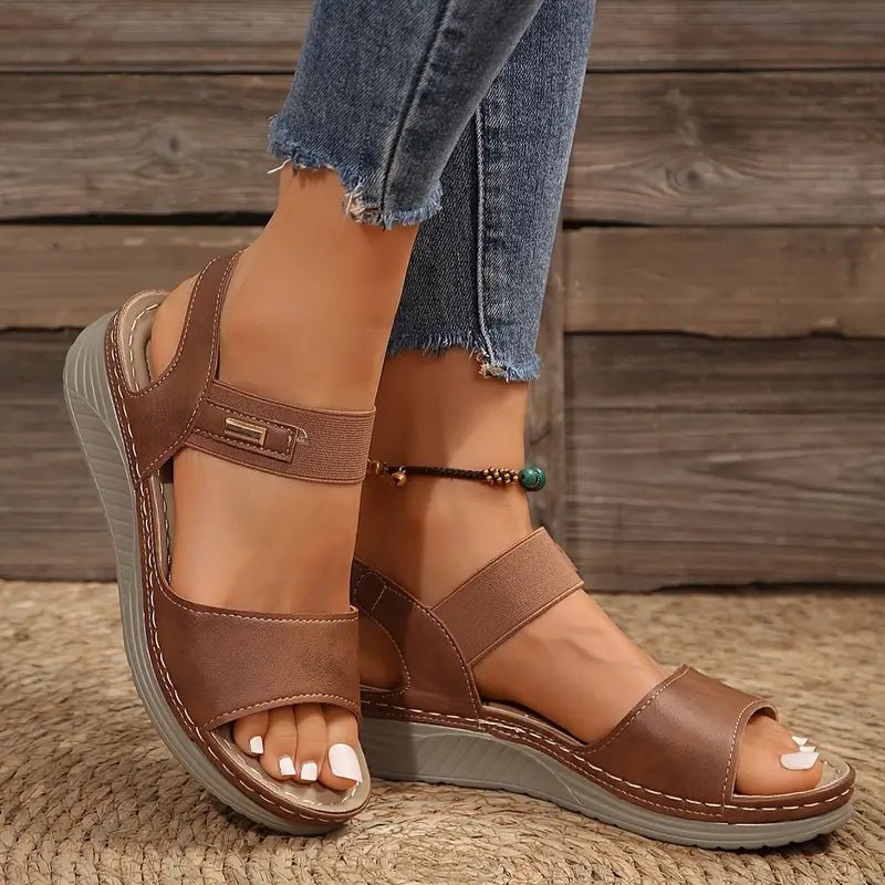 Comfortable Platform Wedge Sandals with Elastic Ankle Strap