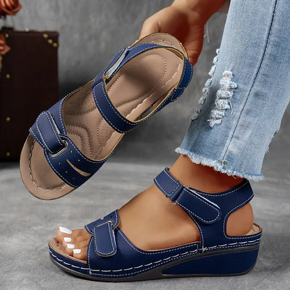 Comfortable Wedge Sandals with Adjustable Hook and Loop Straps