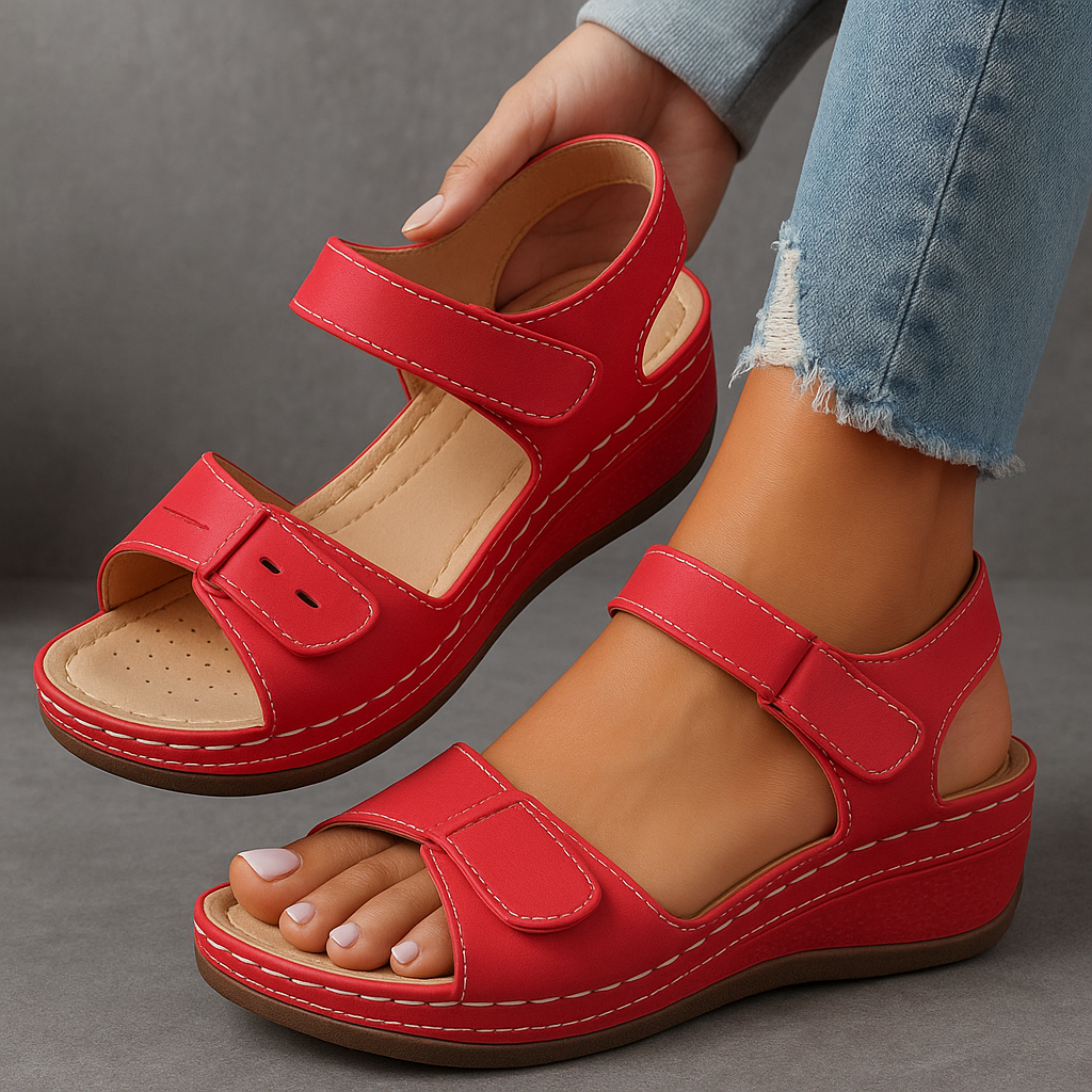 Comfortable Wedge Sandals with Adjustable Hook and Loop Straps