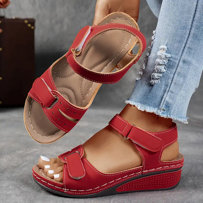 Comfortable Wedge Sandals with Adjustable Hook and Loop Straps