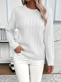 Cosy Cable Knit Sweater with Round Neck