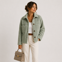 Cosy Cropped Teddy Shacket with Chest Pockets