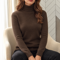 Cosy Fleece-Lined Turtleneck Sweater with Ribbed Collar