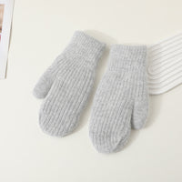 Cosy Fluffy Knit Mittens with Ribbed Cuff