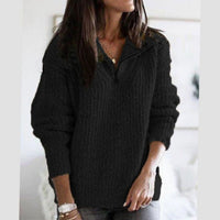 Cosy Half Zip Fluffy Knit Sweater with Collar Neckline