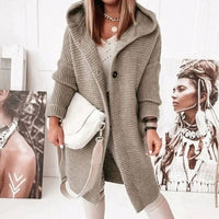 Cosy Hooded Longline Cardigan with Button Front