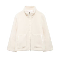 Cosy Oversized Sherpa Fleece Jacket with Full Zip and Patch Pockets